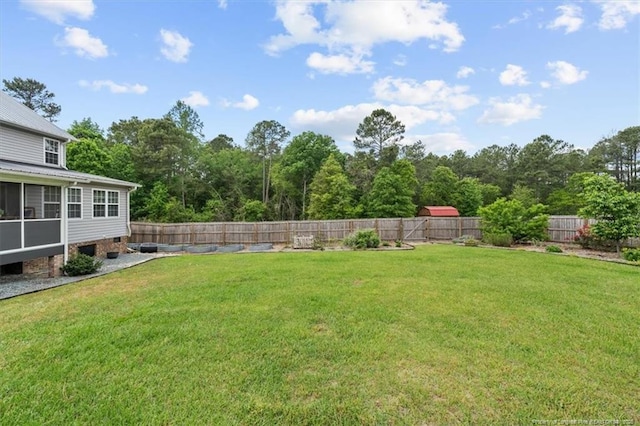 view of yard featuring a fenced backyard