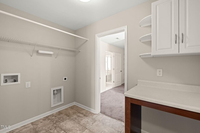 5011 Peachtree Town Ln, Knightdale, NC 27545 - laundry area featuring hookup for an electric dryer, cabinet space, washer hookup, and baseboards