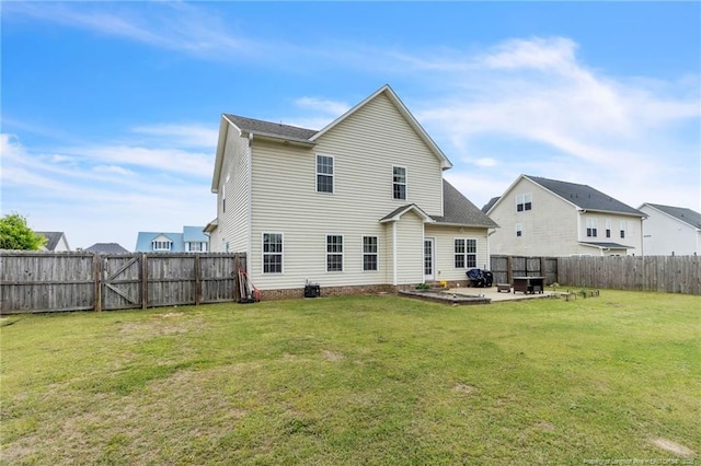 110 Wynngate Dr, Cameron, NC 28326 - back of property with a fenced backyard, a lawn, and a patio area