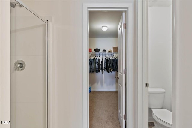3912 Huntsmoor Ln, Wilson, NC 27896 - full bath featuring a walk in closet, a stall shower, and toilet