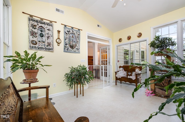 sunroom with vaulted ceiling
