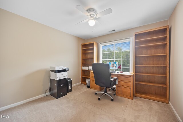 4608 Regency Dr, Durham, NC 27713 - office featuring light carpet, ceiling fan, and baseboards
