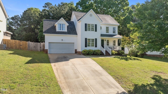 612 Lakeview Ave, Wake Forest, NC 27587 - view of front of home featuring covered porch, driveway, roof with shingles, a garage, and fence