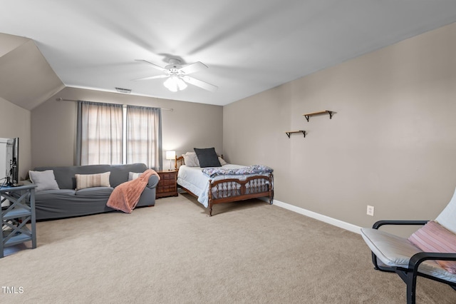 612 Lakeview Ave, Wake Forest, NC 27587 - carpeted bedroom featuring visible vents, a ceiling fan, and baseboards