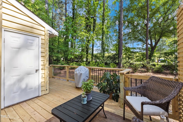 deck featuring area for grilling