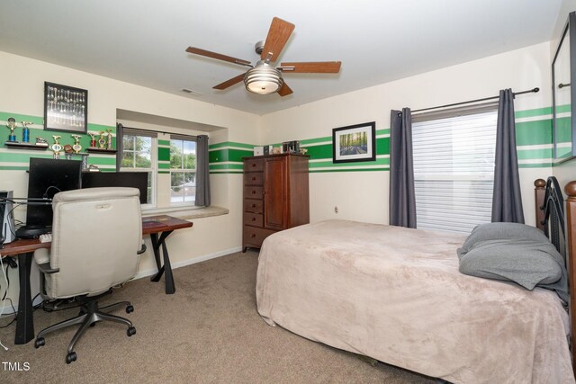 149 Cinder Cross Way, Garner, NC 27529 - carpeted bedroom with a desk, baseboards, and a ceiling fan