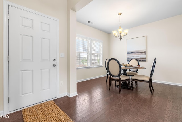 1104 Arden Trace Ct, Fuquay Varina, NC 27526 - dining space with a chandelier, baseboards, and dark wood finished floors