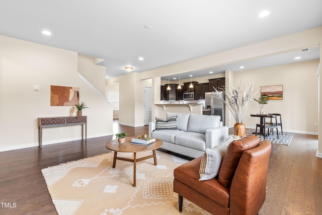1104 Arden Trace Ct, Fuquay Varina, NC 27526 - living room with light wood-type flooring, recessed lighting, and baseboards