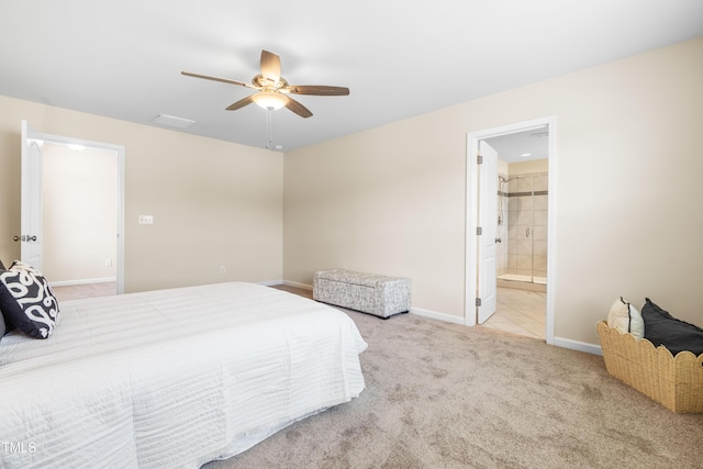 1104 Arden Trace Ct, Fuquay Varina, NC 27526 - bedroom featuring baseboards, carpet flooring, a ceiling fan, and ensuite bathroom
