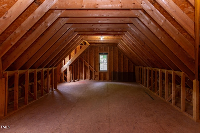 view of unfinished attic