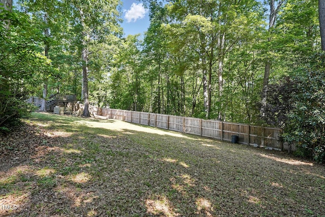 fenced backyard with stairs