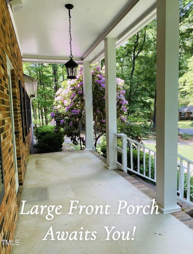 view of patio featuring a porch and visible vents