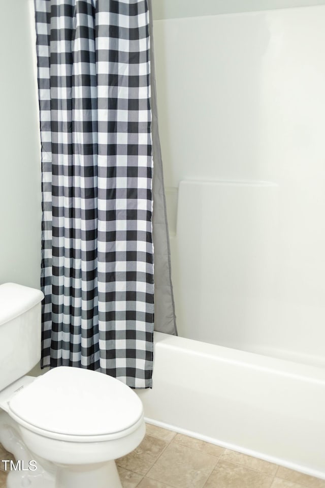 278 S Raleigh St, Angier, NC 27501 - full bathroom with toilet, tile patterned floors, and shower / bathtub combination with curtain