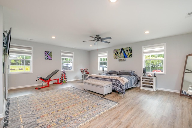 553 Isley Rd, Haw River, NC 27258 - bedroom featuring wood finished floors, baseboards, recessed lighting, and ceiling fan