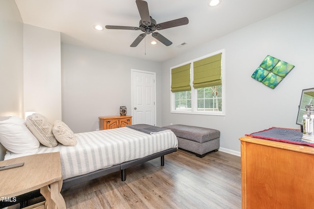 553 Isley Rd, Haw River, NC 27258 - bedroom featuring recessed lighting, wood finished floors, baseboards, and ceiling fan