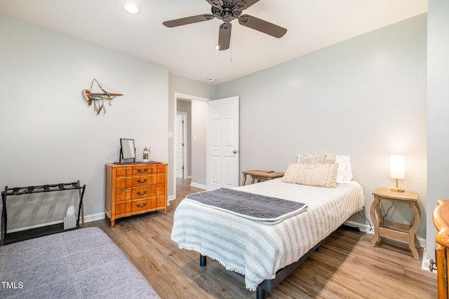 553 Isley Rd, Haw River, NC 27258 - bedroom featuring wood finished floors, baseboards, ceiling fan, and recessed lighting