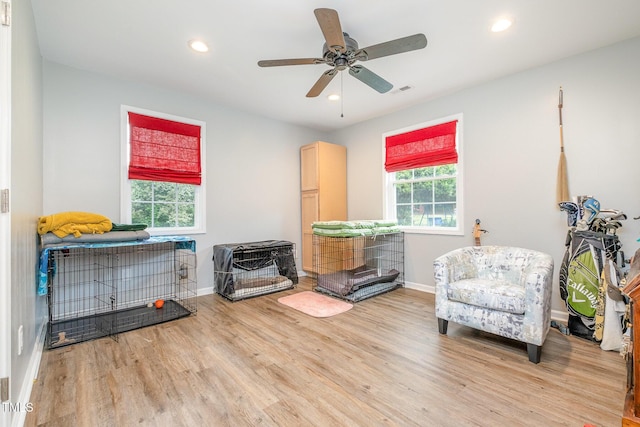 553 Isley Rd, Haw River, NC 27258 - living area with wood finished floors, recessed lighting, baseboards, and a ceiling fan