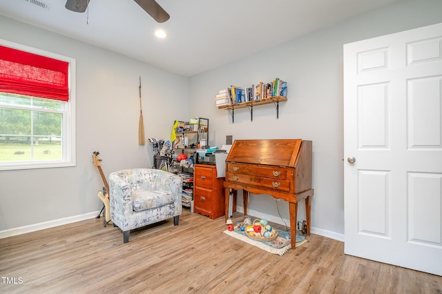553 Isley Rd, Haw River, NC 27258 - living area with wood finished floors, a ceiling fan, baseboards, and recessed lighting