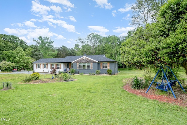 553 Isley Rd, Haw River, NC 27258 - single story home with a front lawn and a chimney