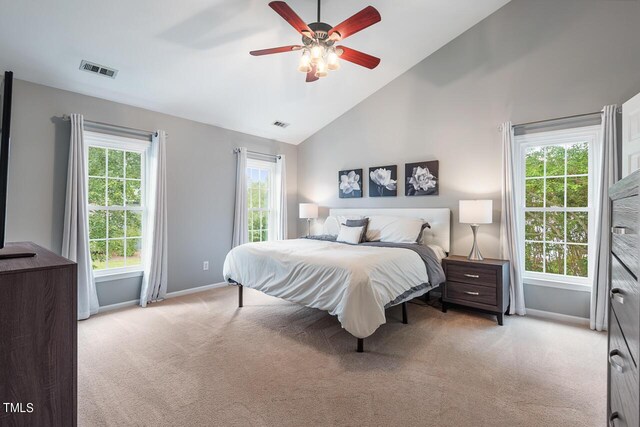 116 Dallavia Ct, Morrisville, NC 27560 - bedroom featuring baseboards, ceiling fan, light carpet, and visible vents