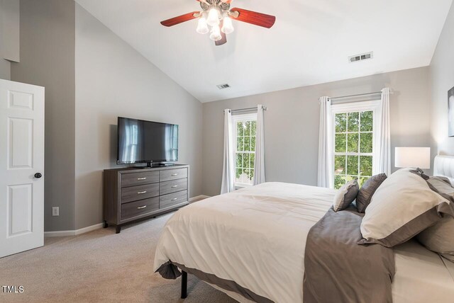 116 Dallavia Ct, Morrisville, NC 27560 - bedroom with visible vents, vaulted ceiling, and multiple windows