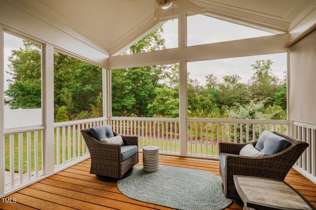 328 Boone St, Chapel Hill, NC 27516 - sunroom / solarium with lofted ceiling and a ceiling fan