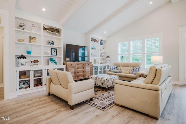 328 Boone St, Chapel Hill, NC 27516 - living room featuring wood finished floors, built in features, recessed lighting, wood ceiling, and baseboards