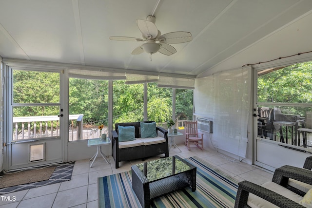 312 Grassy Point Rd, Apex, NC 27502 - sunroom / solarium with an outdoor living space, a ceiling fan, and lofted ceiling