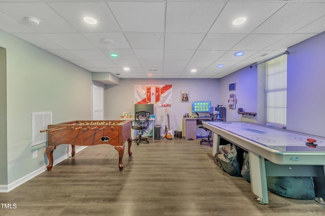 312 Grassy Point Rd, Apex, NC 27502 - rec room featuring wood finished floors, baseboards, and recessed lighting