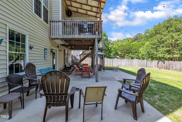 312 Grassy Point Rd, Apex, NC 27502 - view of patio / terrace featuring stairway
