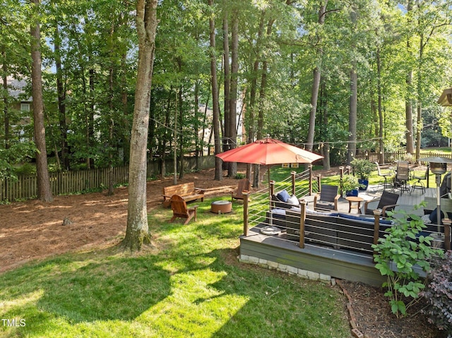 view of yard featuring a deck