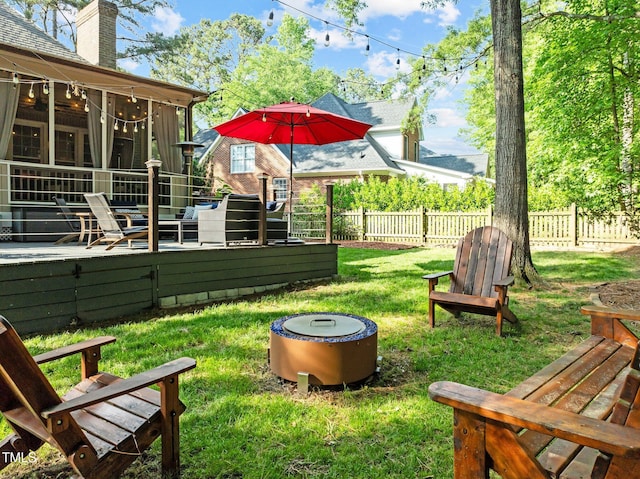 view of yard with a deck