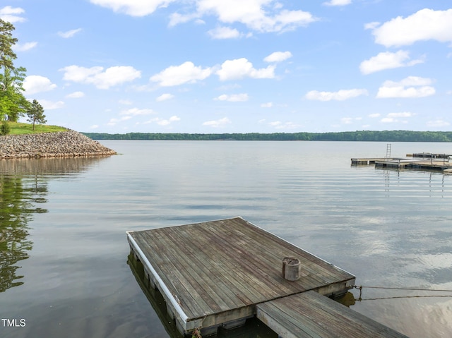 dock area featuring a water view