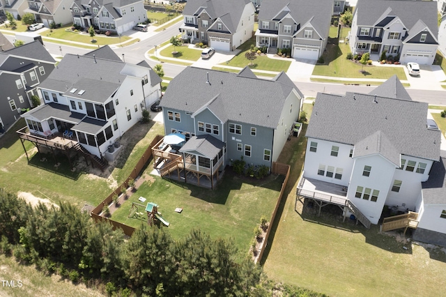 bird's eye view with a residential view