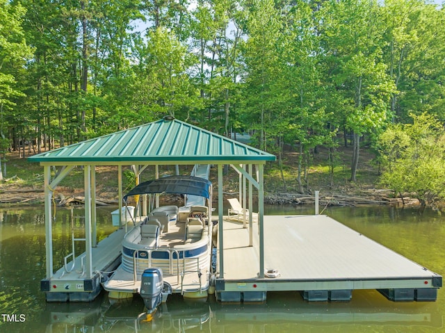 view of dock featuring a water view