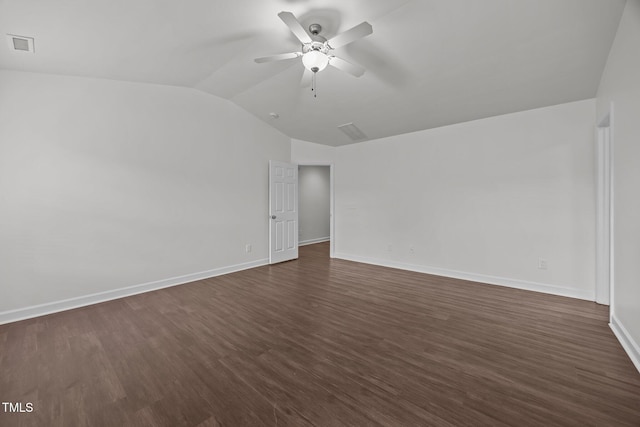 333 Trout Valley Rd, Wake Forest, NC 27587 - spare room with vaulted ceiling, dark wood-style floors, and ceiling fan