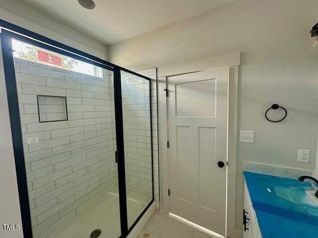 297 Dry Branch Dr, Kenly, NC 27542 - full bathroom with a stall shower and vanity