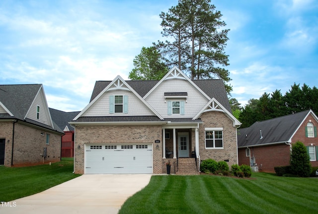 409 Eagle Ct, Henderson, NC 27536 - craftsman inspired home with brick siding, an attached garage, driveway, and a front yard