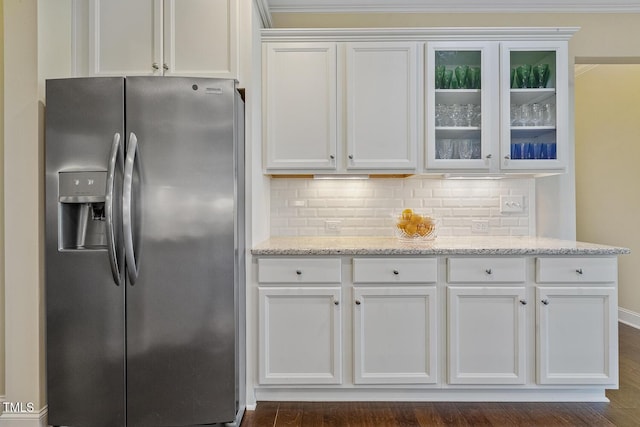 624 Meadowgrass Ln, Wake Forest, NC 27587 - kitchen featuring stainless steel fridge and white cabinetry