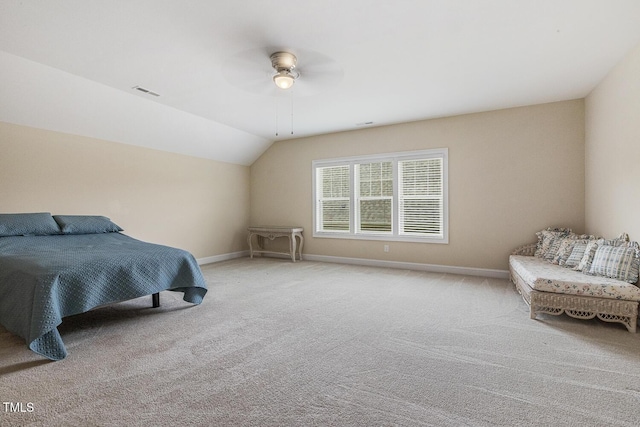 624 Meadowgrass Ln, Wake Forest, NC 27587 - bedroom featuring carpet, baseboards, lofted ceiling, and a ceiling fan
