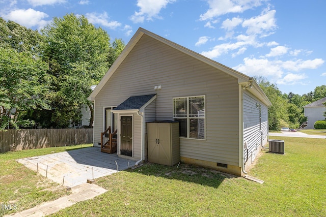 209 Mccarthy Dr, Clayton, NC 27527 - rear view of property featuring crawl space, cooling unit, and a patio area