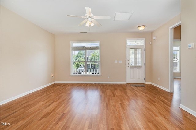 209 Mccarthy Dr, Clayton, NC 27527 - entrance foyer featuring plenty of natural light, light wood-style floors, baseboards, and a ceiling fan