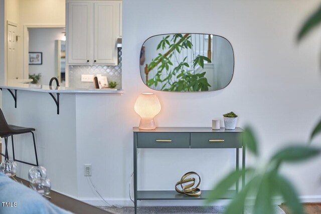interior space featuring decorative backsplash