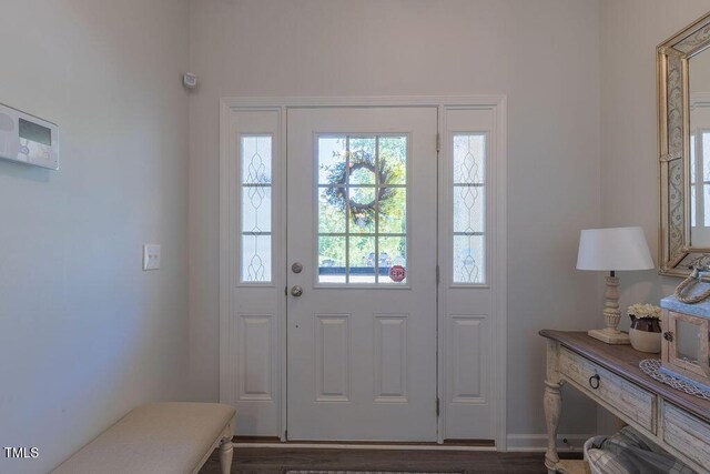 79 Hawkstone Dr, Clayton, NC 27527 - entryway featuring dark wood-type flooring