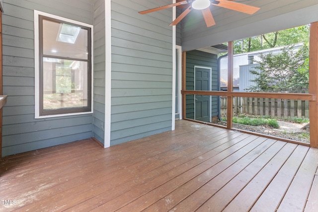 deck with a ceiling fan