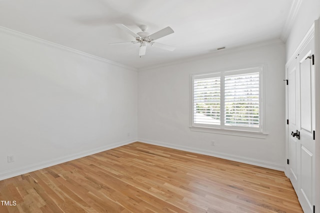 6 Castlewood Dr, Durham, NC 27713 - unfurnished bedroom with crown molding, light wood-type flooring, baseboards, and ceiling fan