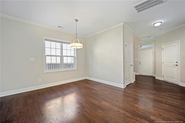 915 Carolina Ave, Fayetteville, NC 28301 - spare room with crown molding, visible vents, and dark wood finished floors
