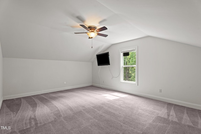 109 Rustler Rd, Louisburg, NC 27549 - bonus room with vaulted ceiling, carpet floors, and a ceiling fan