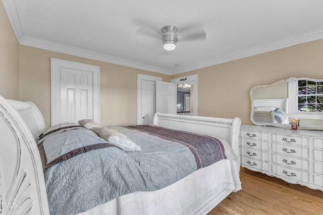 300 S Pine St, Benson, NC 27504 - bedroom with crown molding, wood finished floors, and ceiling fan