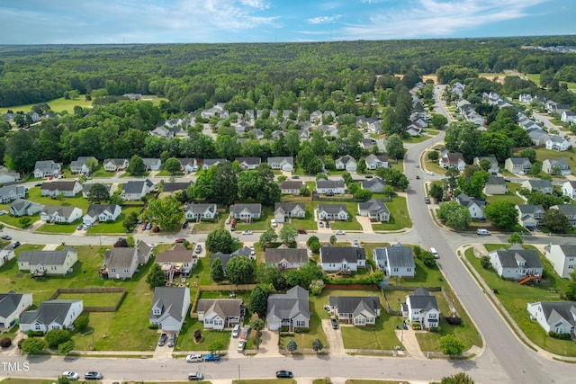 7109 Spanglers Spring Way, Raleigh, NC 27610 - drone / aerial view featuring a residential view and a forest view